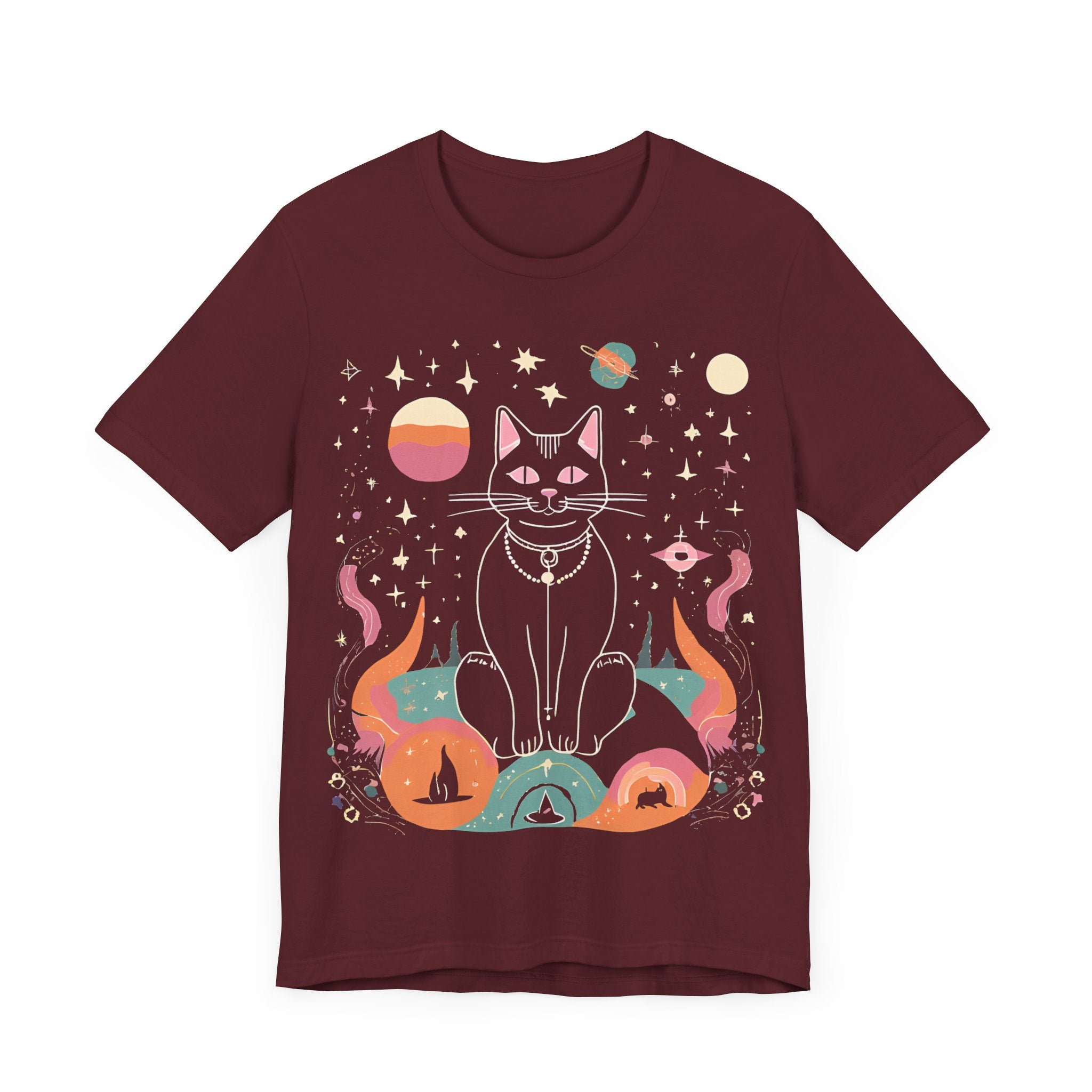 Cosmic Cat Unisex Jersey Tee - Celestial Universe Design