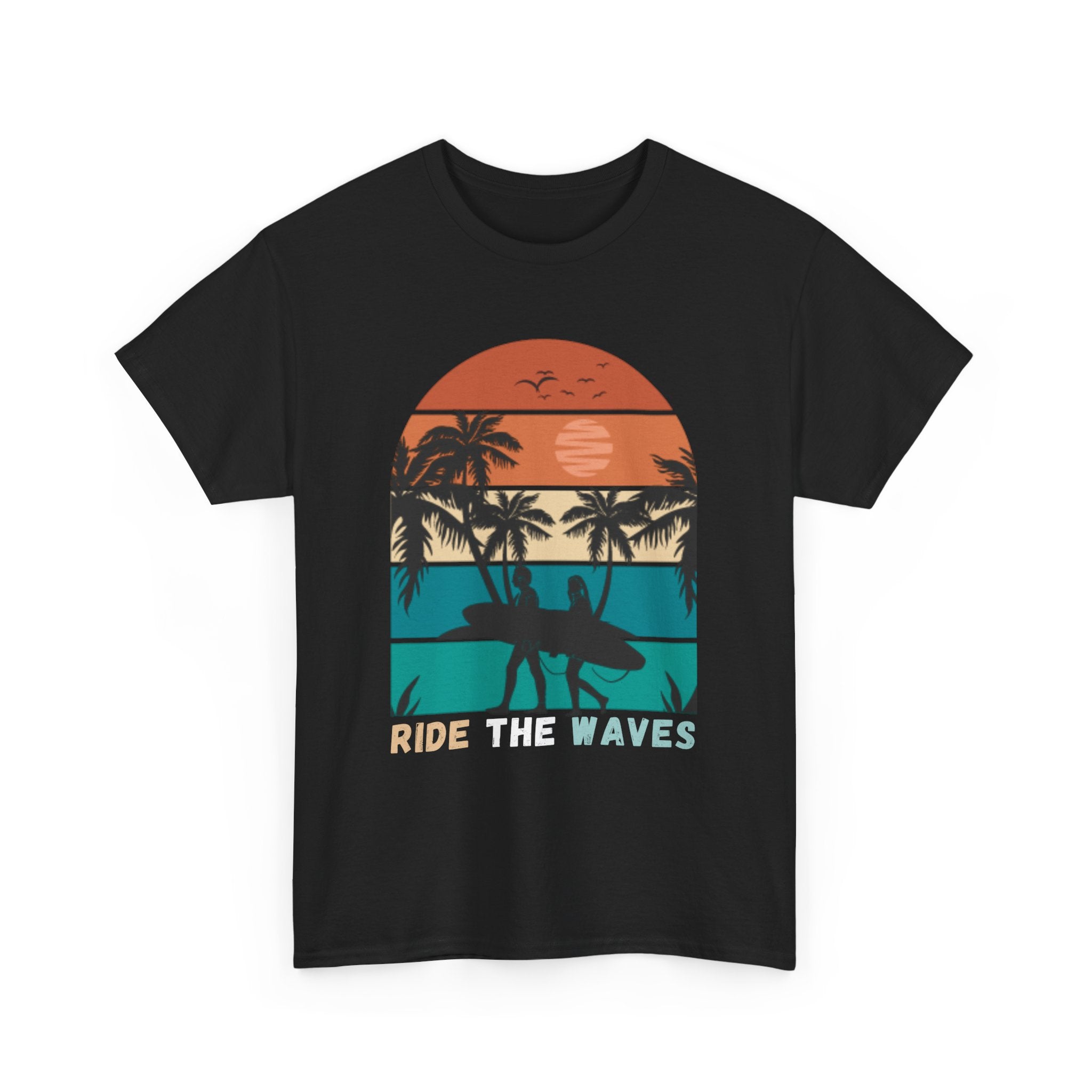Ride The Waves Unisex Heavy Cotton Tee - Surf Vibe Shirt