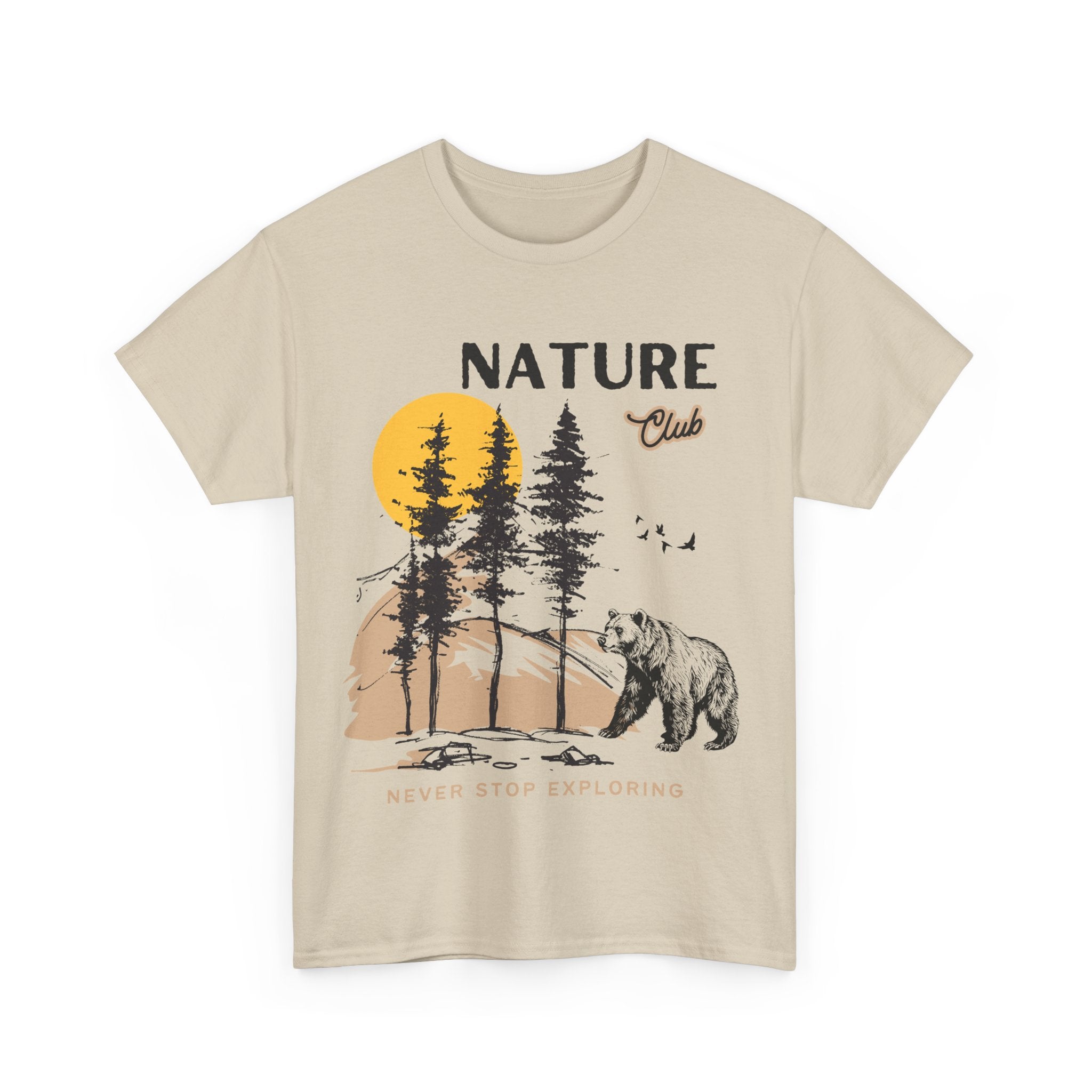 Nature Club Unisex Heavy Cotton Tee - 'Never Stop Exploring' Adventure Apparel