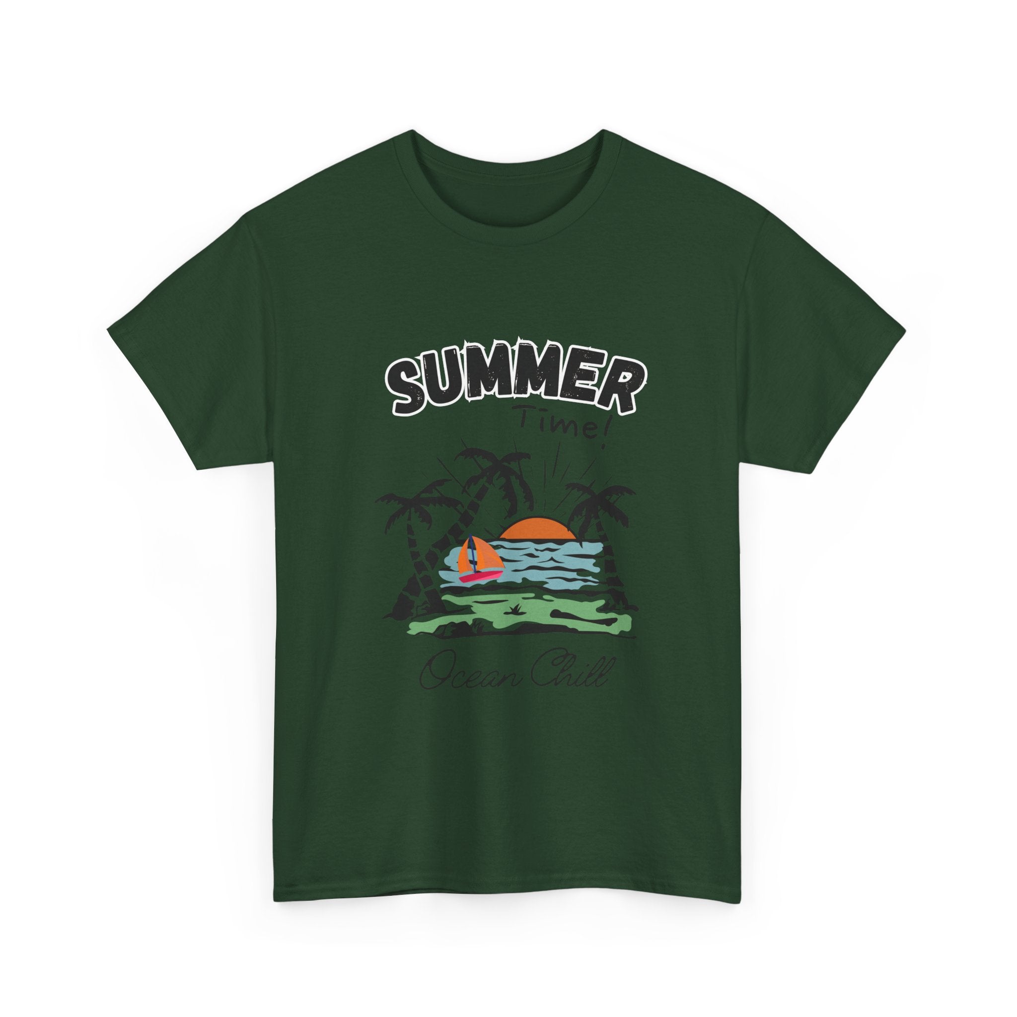 Summer Vibes Unisex Heavy Cotton Tee - Ocean Chill Design