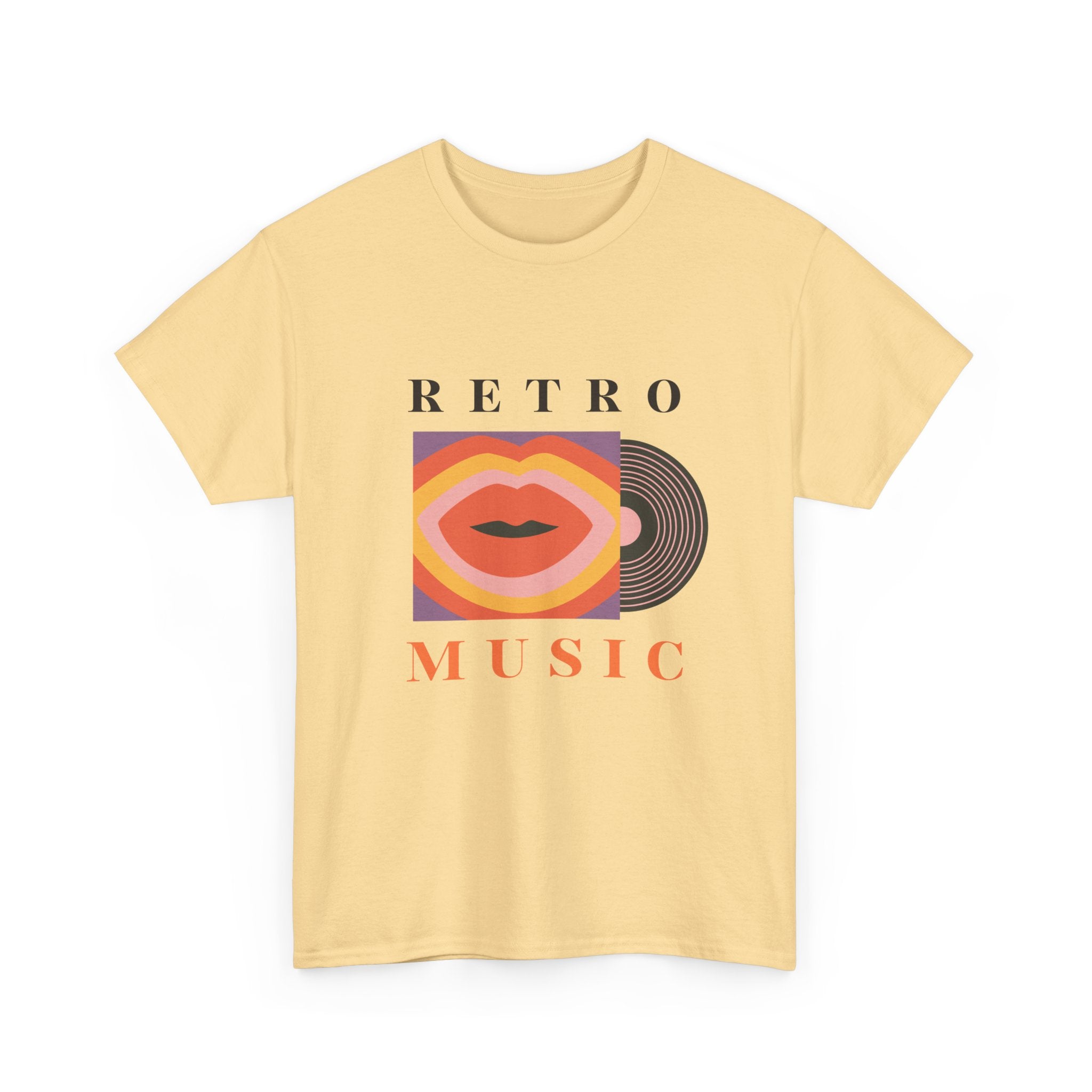 Retro Music Unisex Heavy Cotton Tee - Vintage Vinyl Design