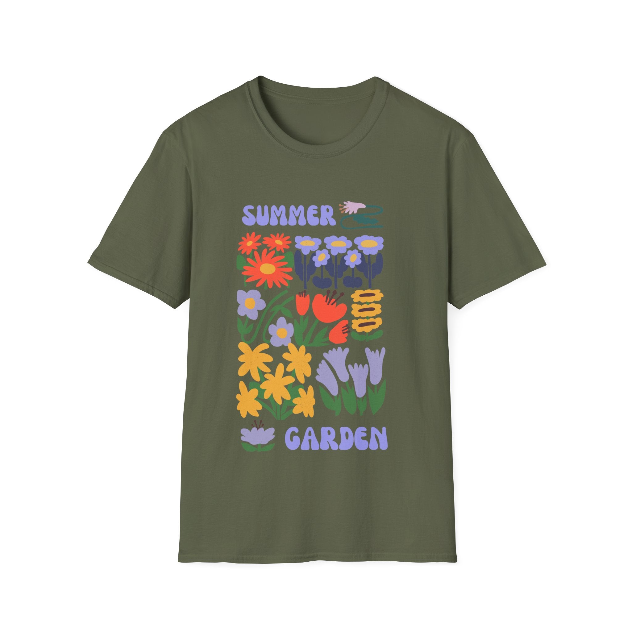 Summer Garden Unisex Softstyle T-Shirt - Floral Design for Nature Lovers