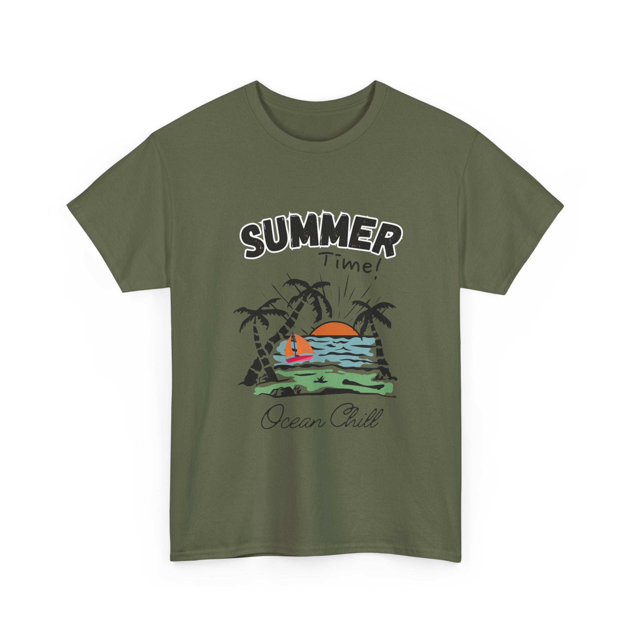 Summer Vibes Unisex Heavy Cotton Tee - Ocean Chill Design