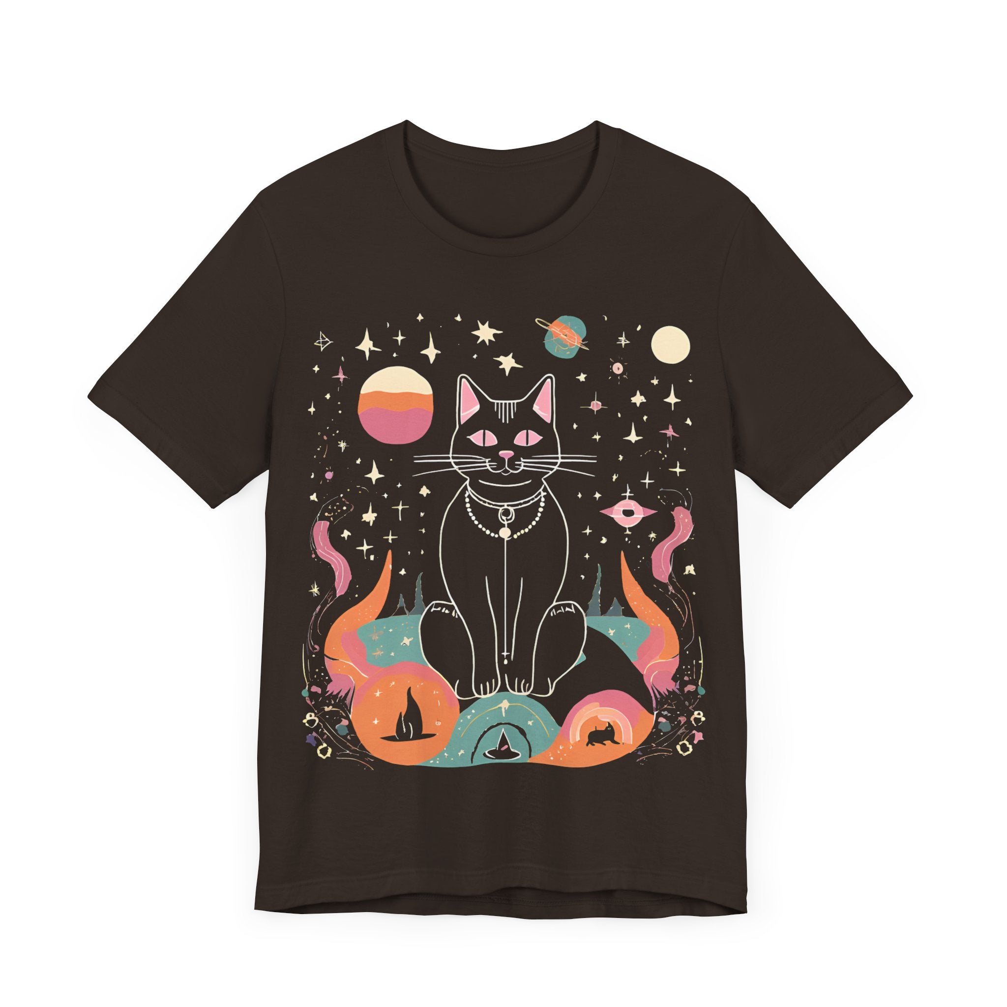 Cosmic Cat Unisex Jersey Tee - Celestial Universe Design