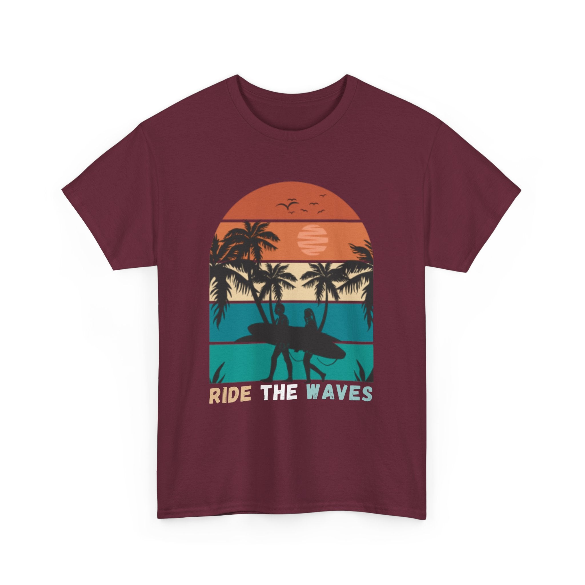 Ride The Waves Unisex Heavy Cotton Tee - Surf Vibe Shirt