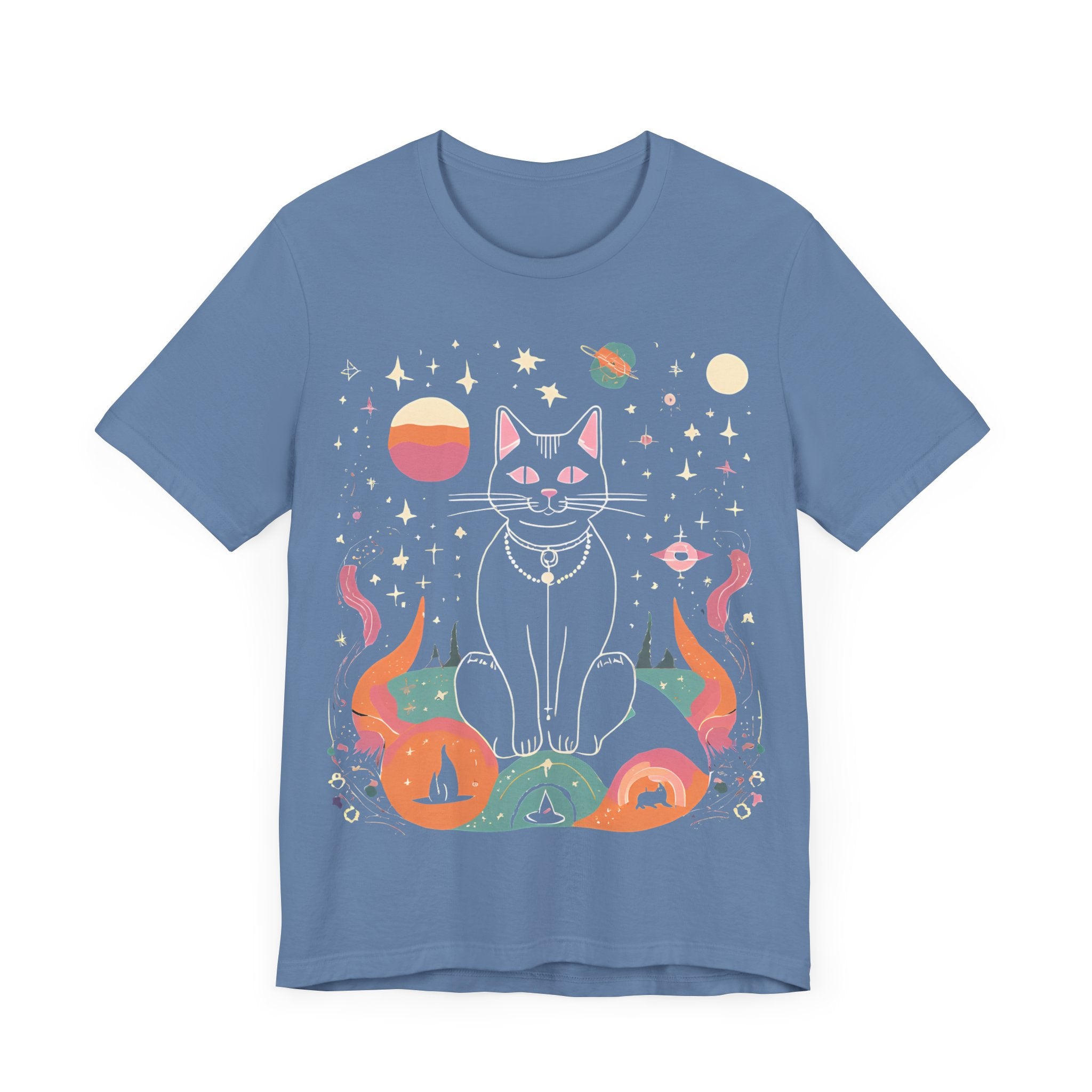 Cosmic Cat Unisex Jersey Tee - Celestial Universe Design