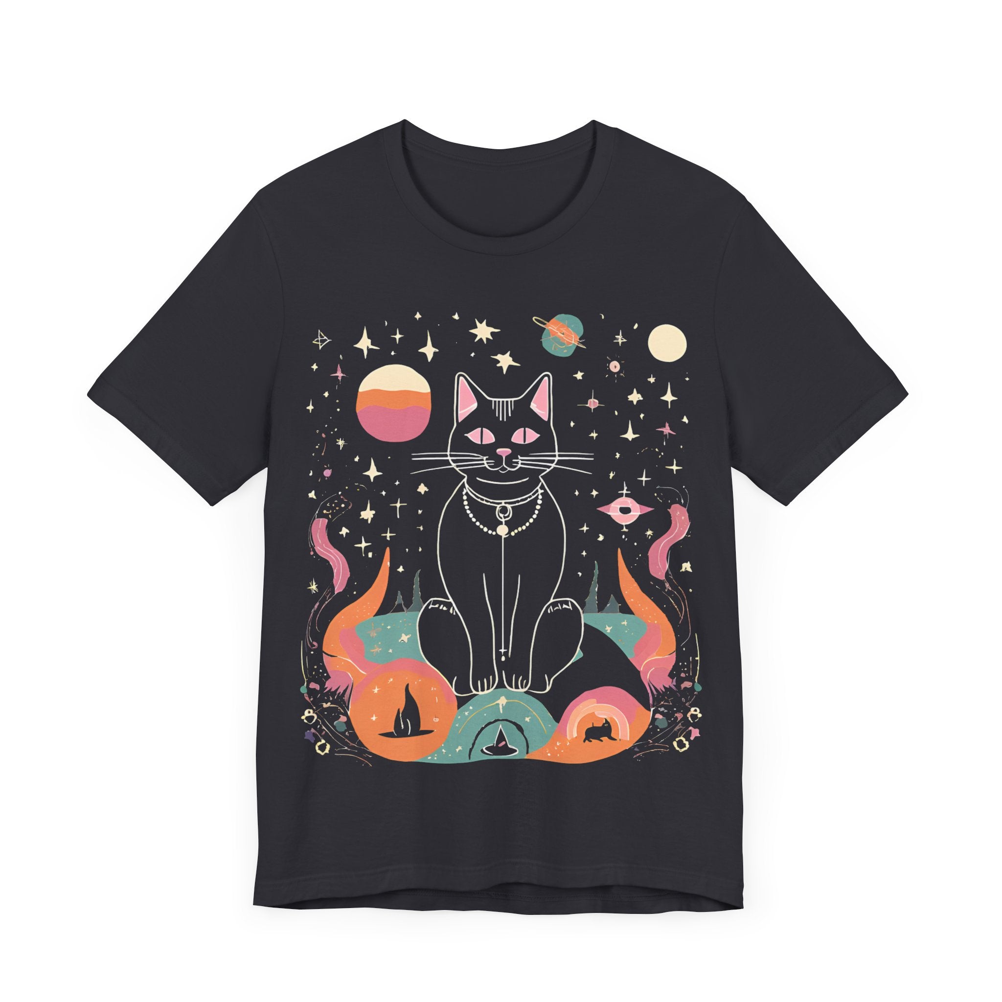 Cosmic Cat Unisex Jersey Tee - Celestial Universe Design