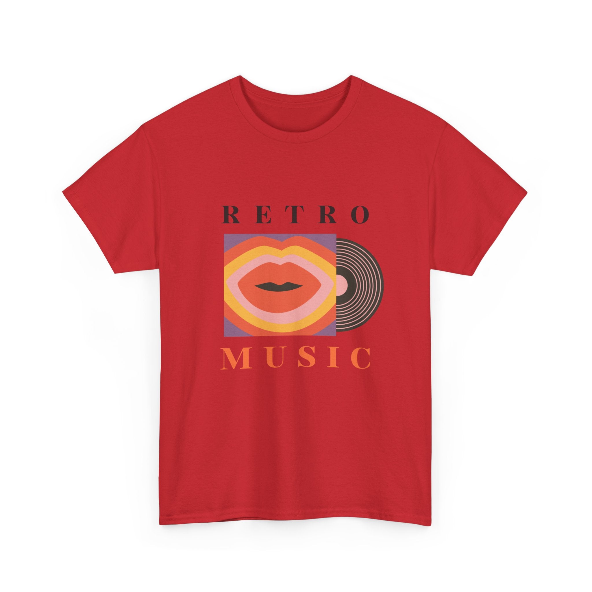 Retro Music Unisex Heavy Cotton Tee - Vintage Vinyl Design