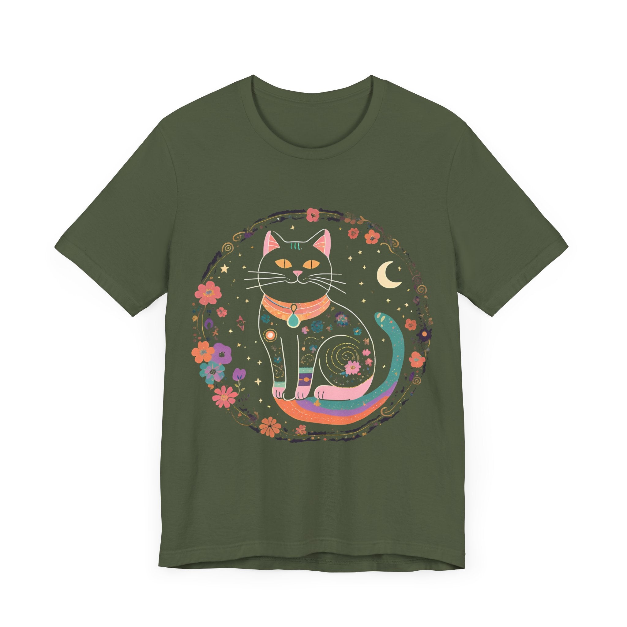 Colorful Cat Graphic Tee - Whimsical Unisex Jersey Shirt for Cat Lovers
