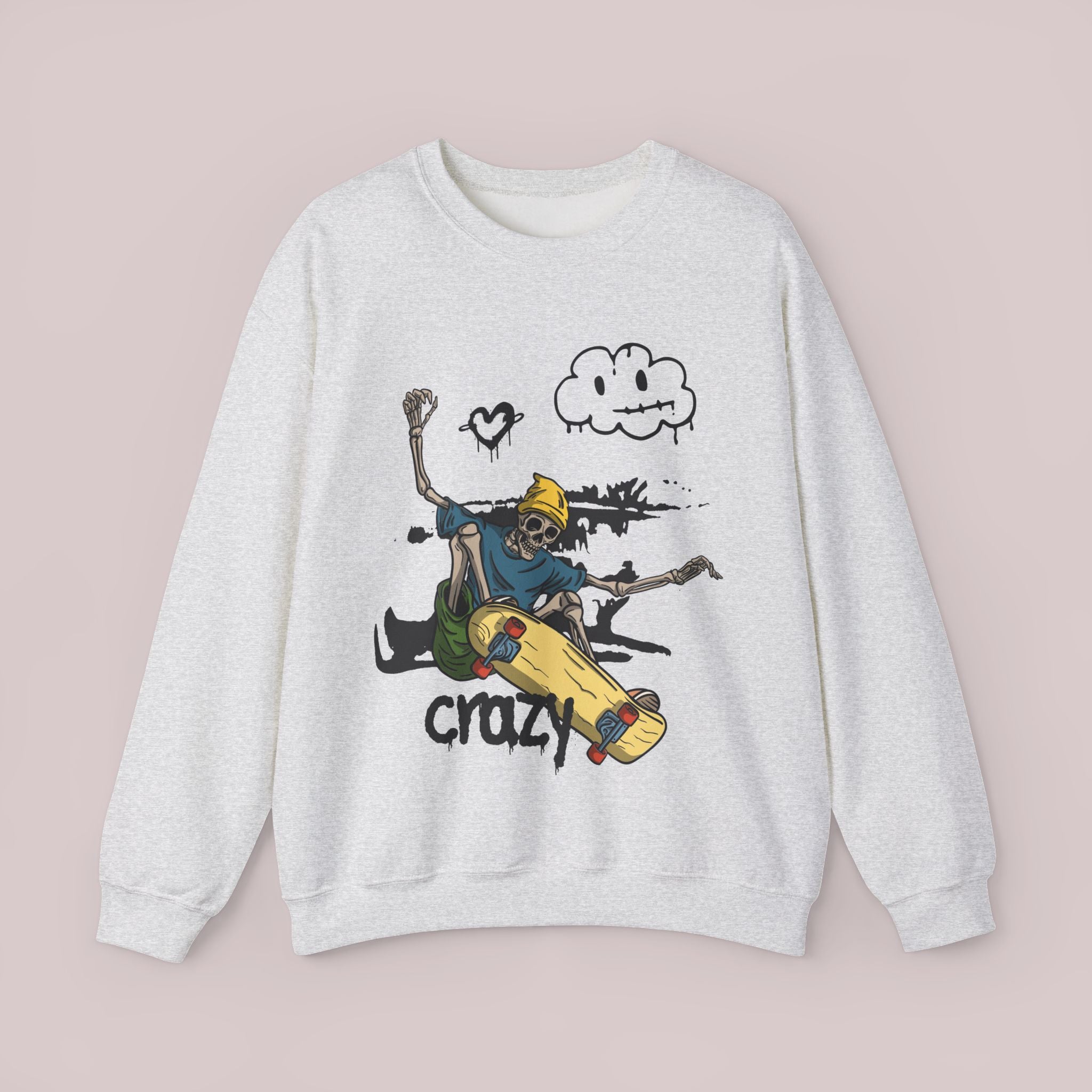 Skateboarder Graphic Sweatshirt, Unisex Crewneck Sweatshirt, Trendy Streetwear, Gift for Skaters, Casual Layering, Perfect for Fall