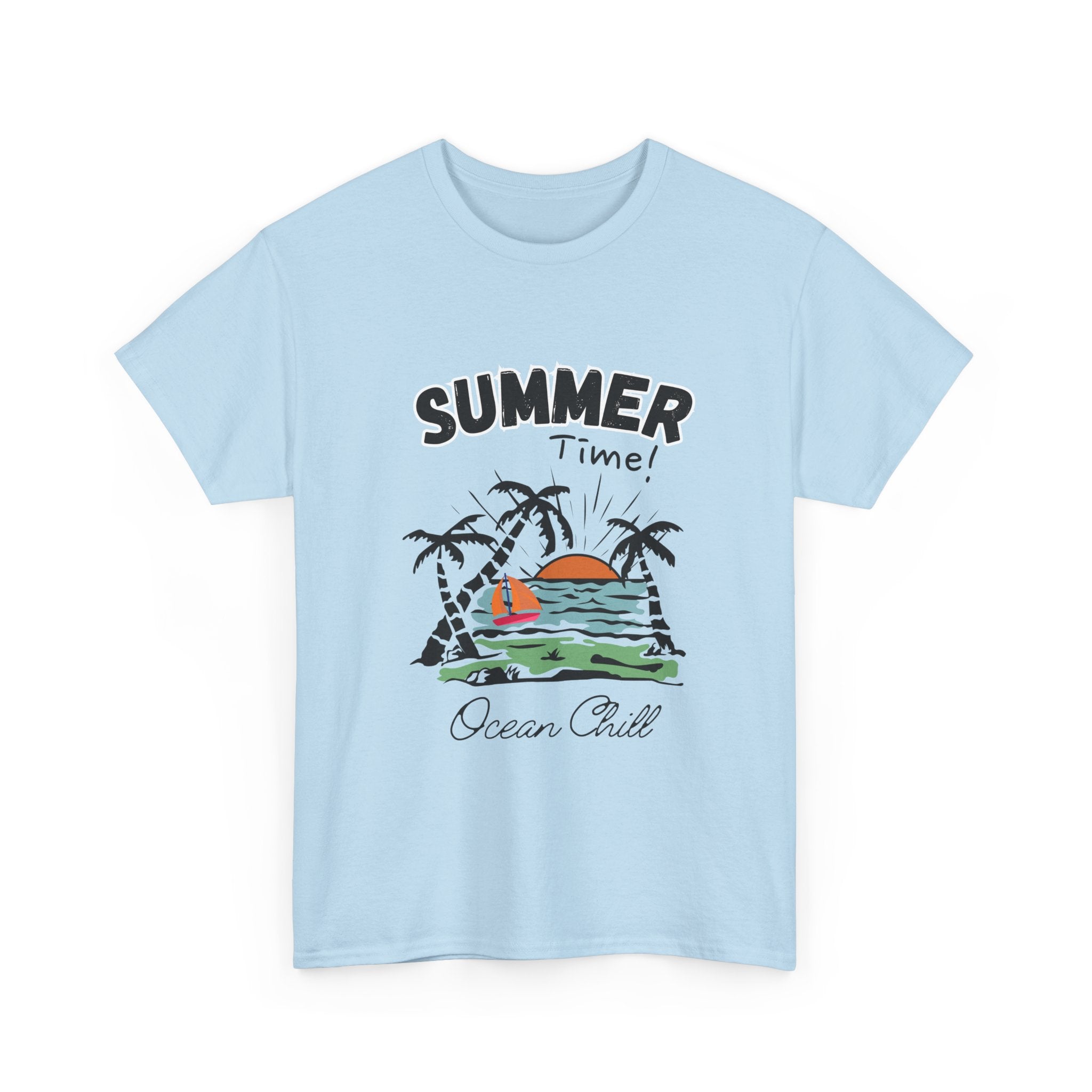 Summer Vibes Unisex Heavy Cotton Tee - Ocean Chill Design