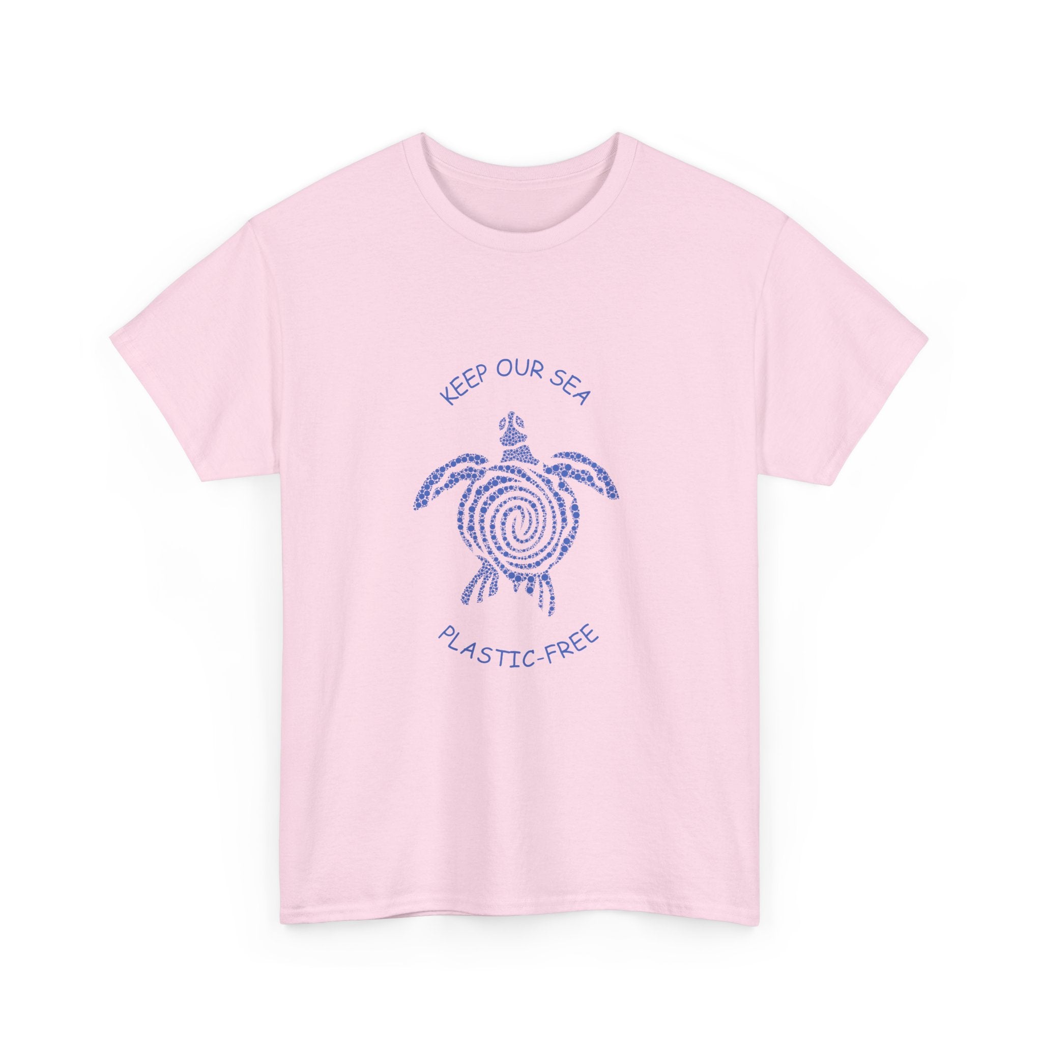 "Keep Our Sea Plastic-Free" Graphic. Eco-Friendly Unisex Cotton Tee